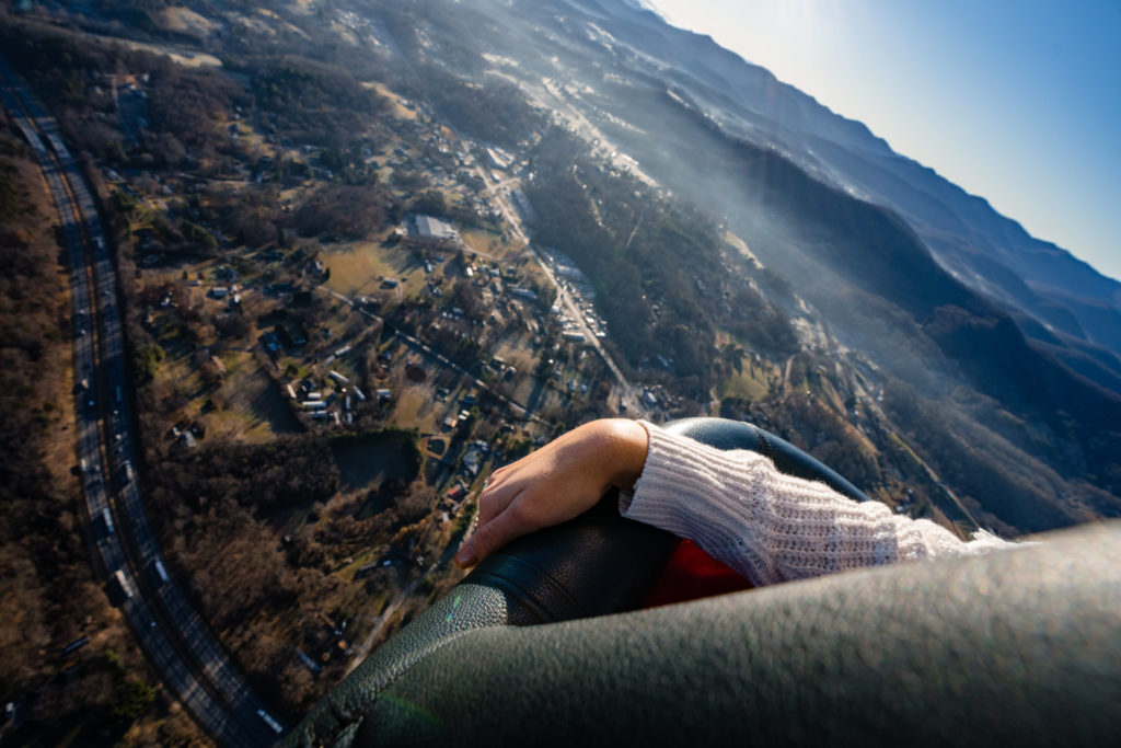 Three thousand feet in the air during hot air balloon ride by Nathan Whitworth Greenville SC Wedding Photography